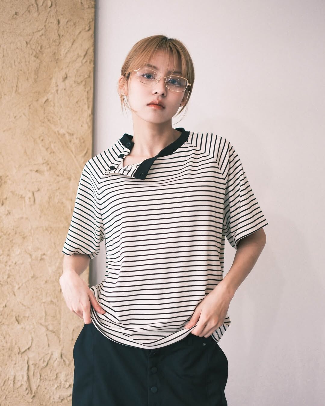 Neverland｜Button Stripe Tee