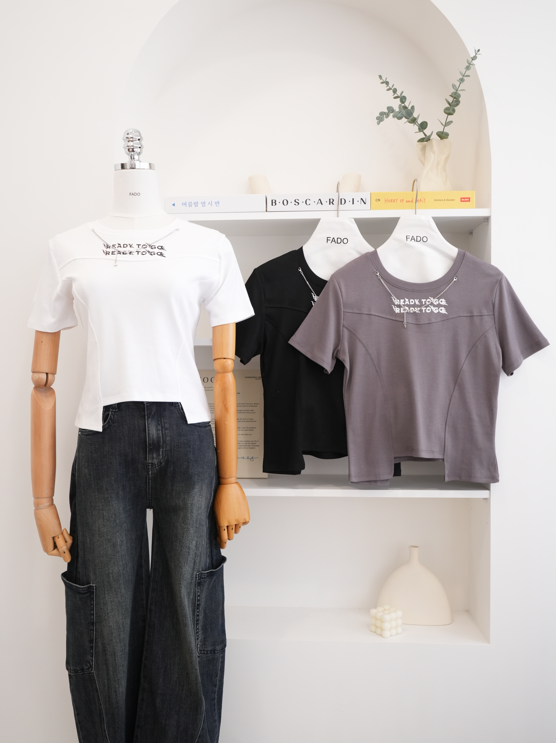 法朵Fado shop｜英文附鍊造型短T 0215035 三色