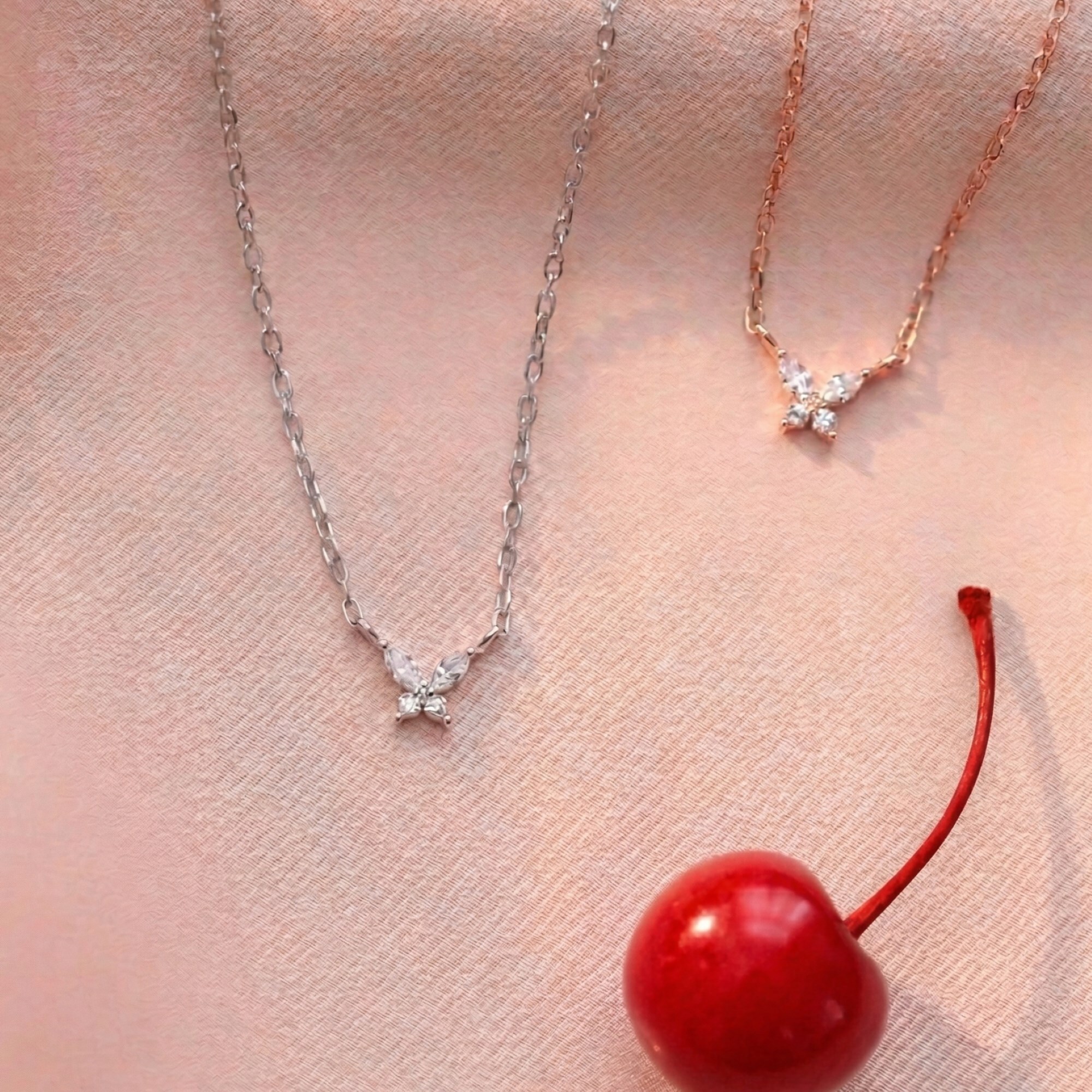 精緻優雅的輕珠寶款蝴蝶純銀項鍊