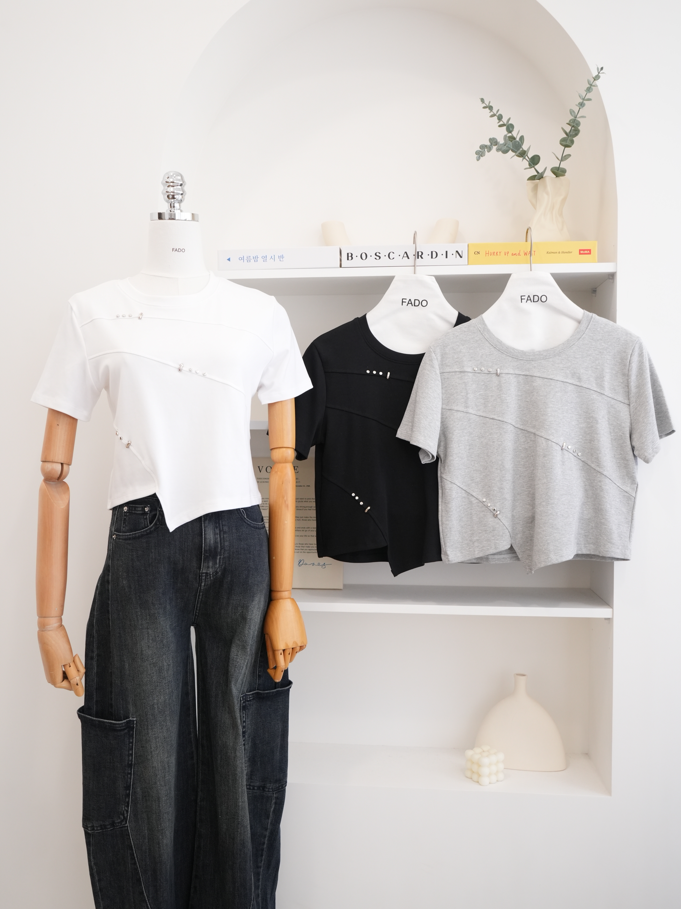 法朵Fado shop｜鉚釘造型圓領棉T 0215037 三色