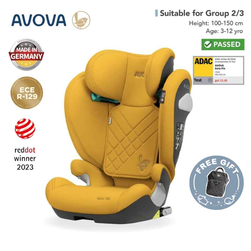 Avova - Sora-fix 汽車安全座椅 (R129 & CCC 安全標準)(適合約3-12歲/身高100-150cm) (沙灘黃)