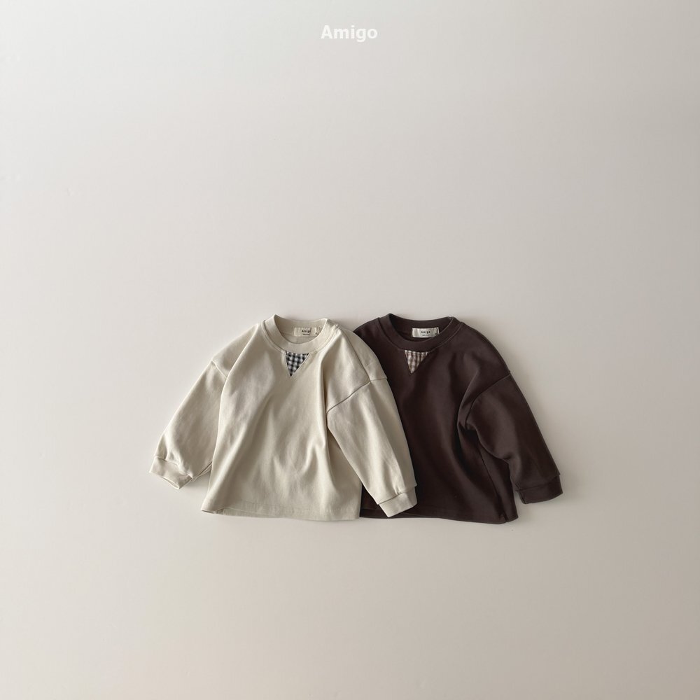 韓國🇰🇷Amigo 拼接格子大學T(XS-XL)