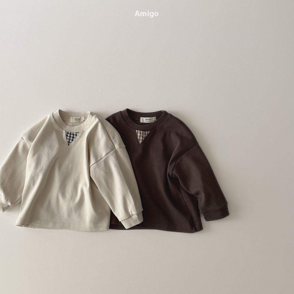 韓國🇰🇷Amigo 拼接格子大學T(XS-XL)