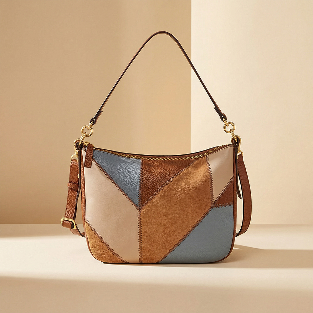 Jolie 真皮新月斜背包-異色拼接 ZB11200186