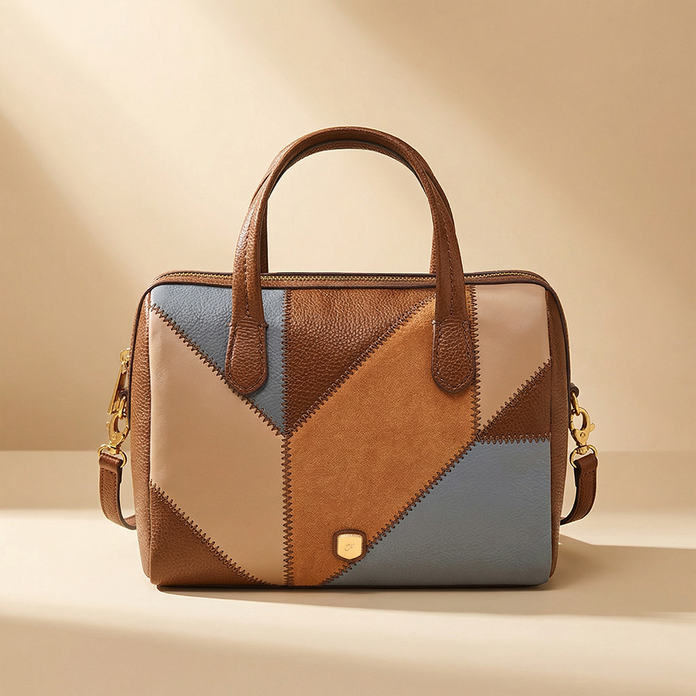 Lainey 真皮波士頓包-異色拼接 ZB11205186