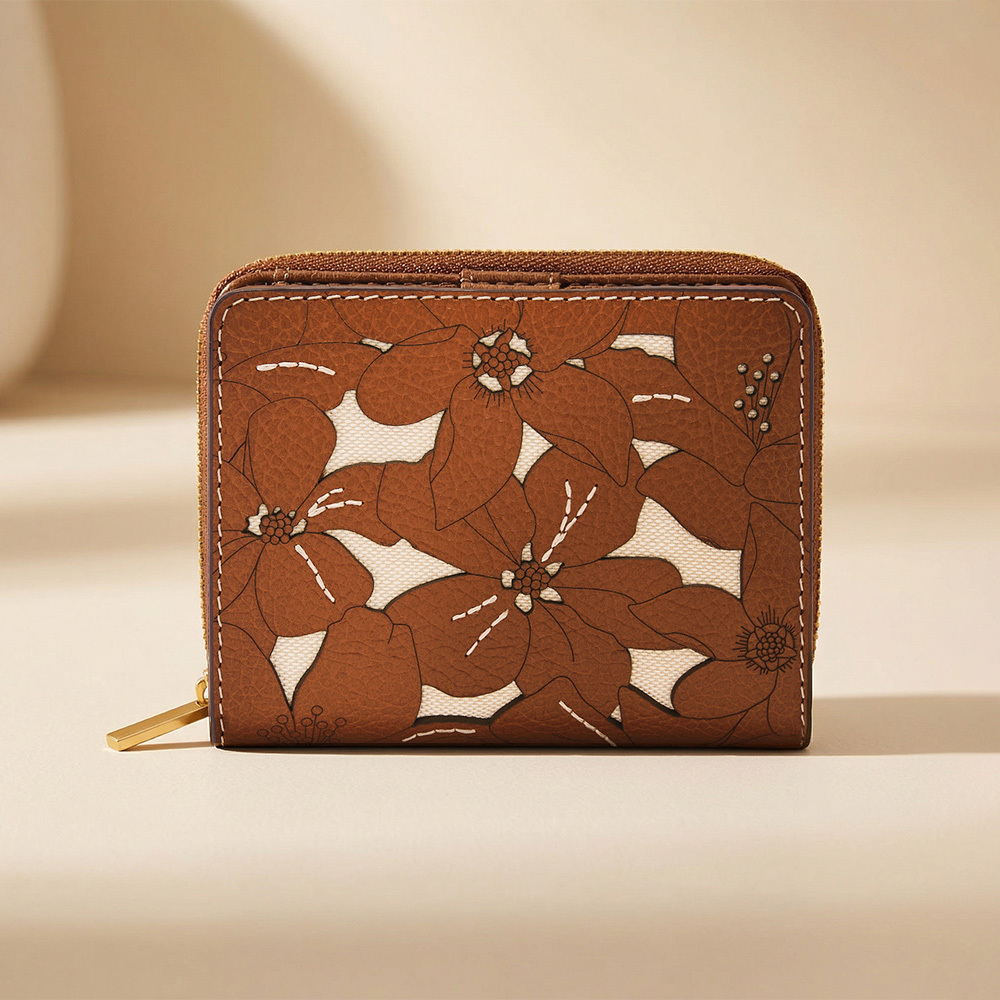 Logan 迷你多功能真皮質感短夾-花卉鏤空 SL10110124