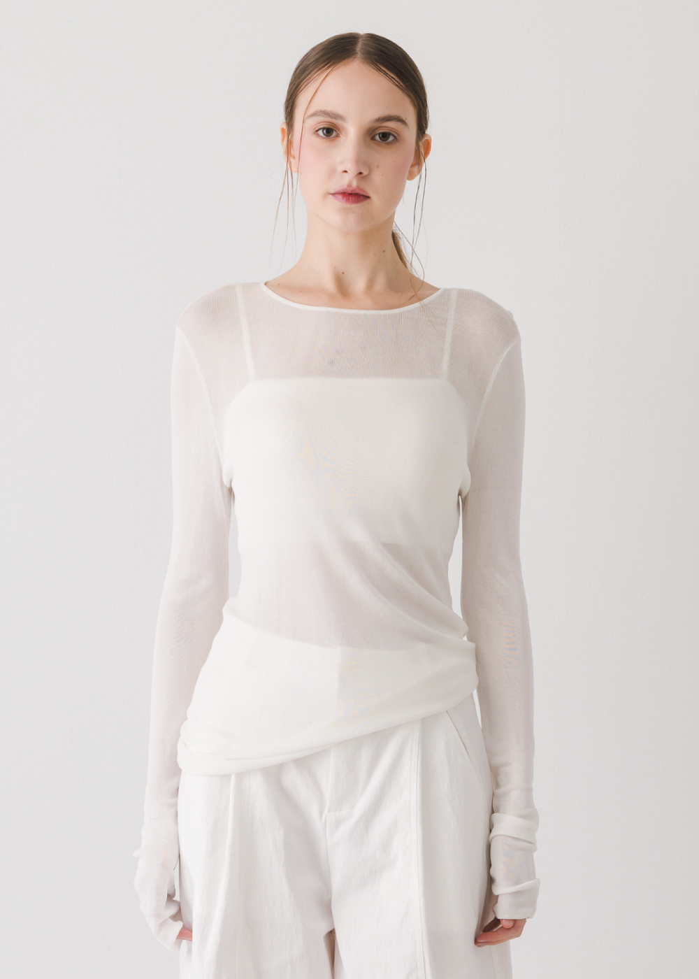 薄透絲感長袖上衣