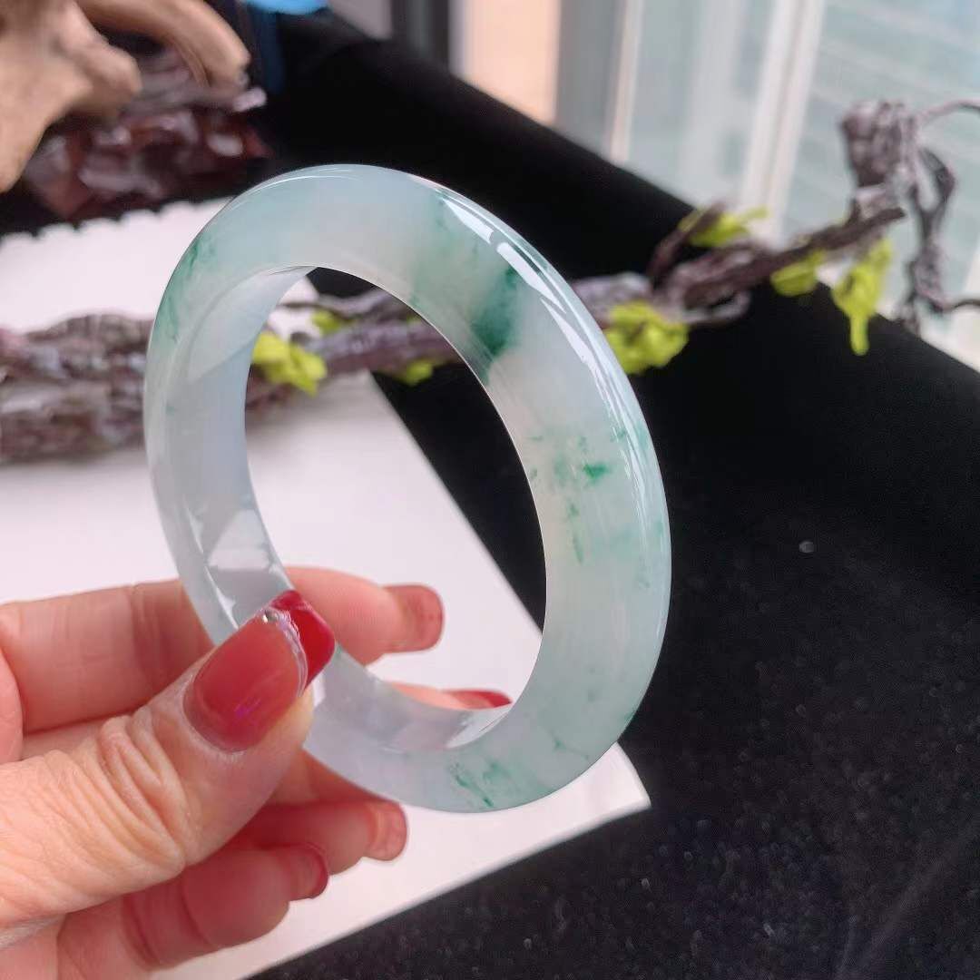 2102632 57.6mm翡翠冰種飄花手鐲 (56-58)