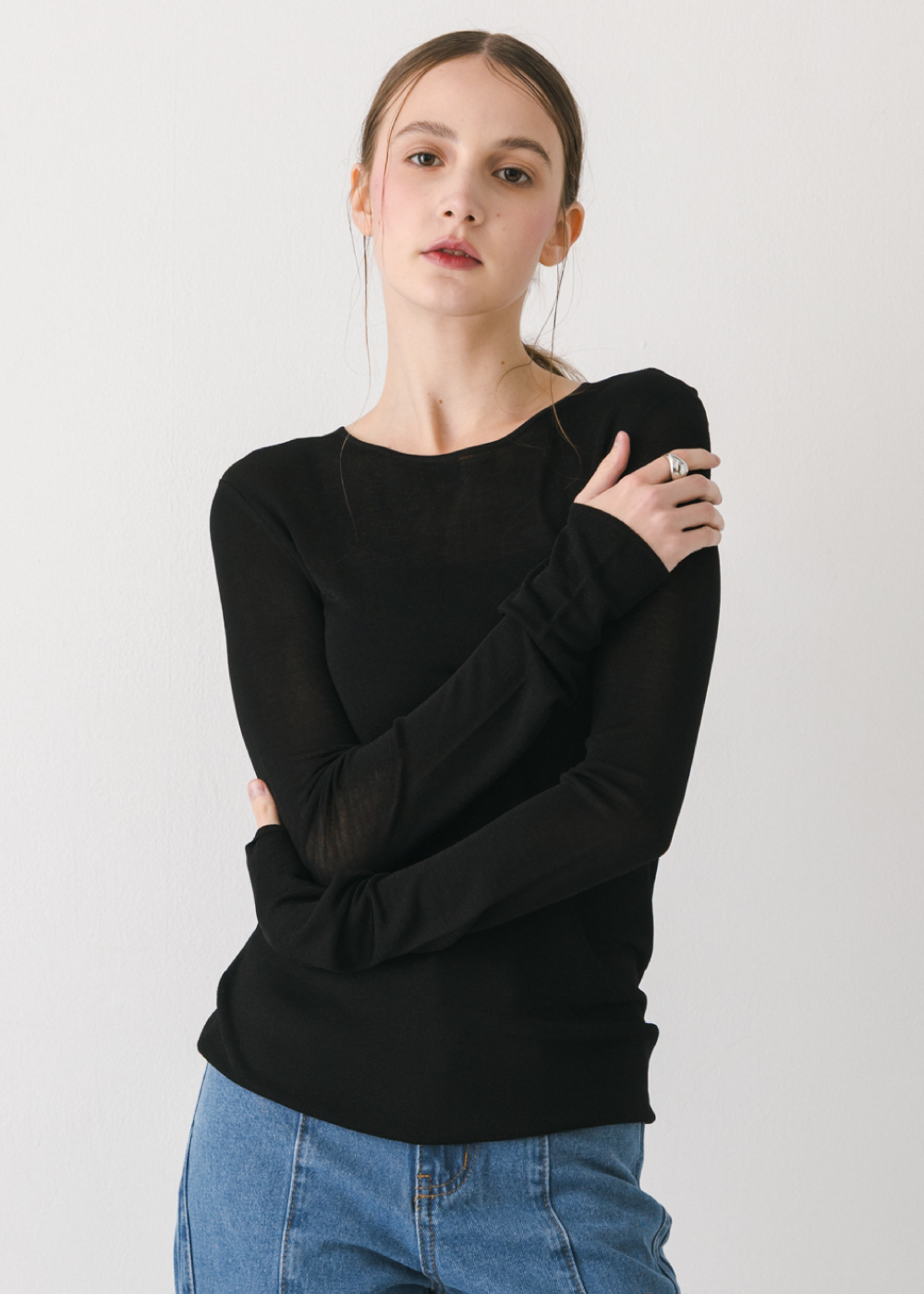 薄透絲感長袖上衣