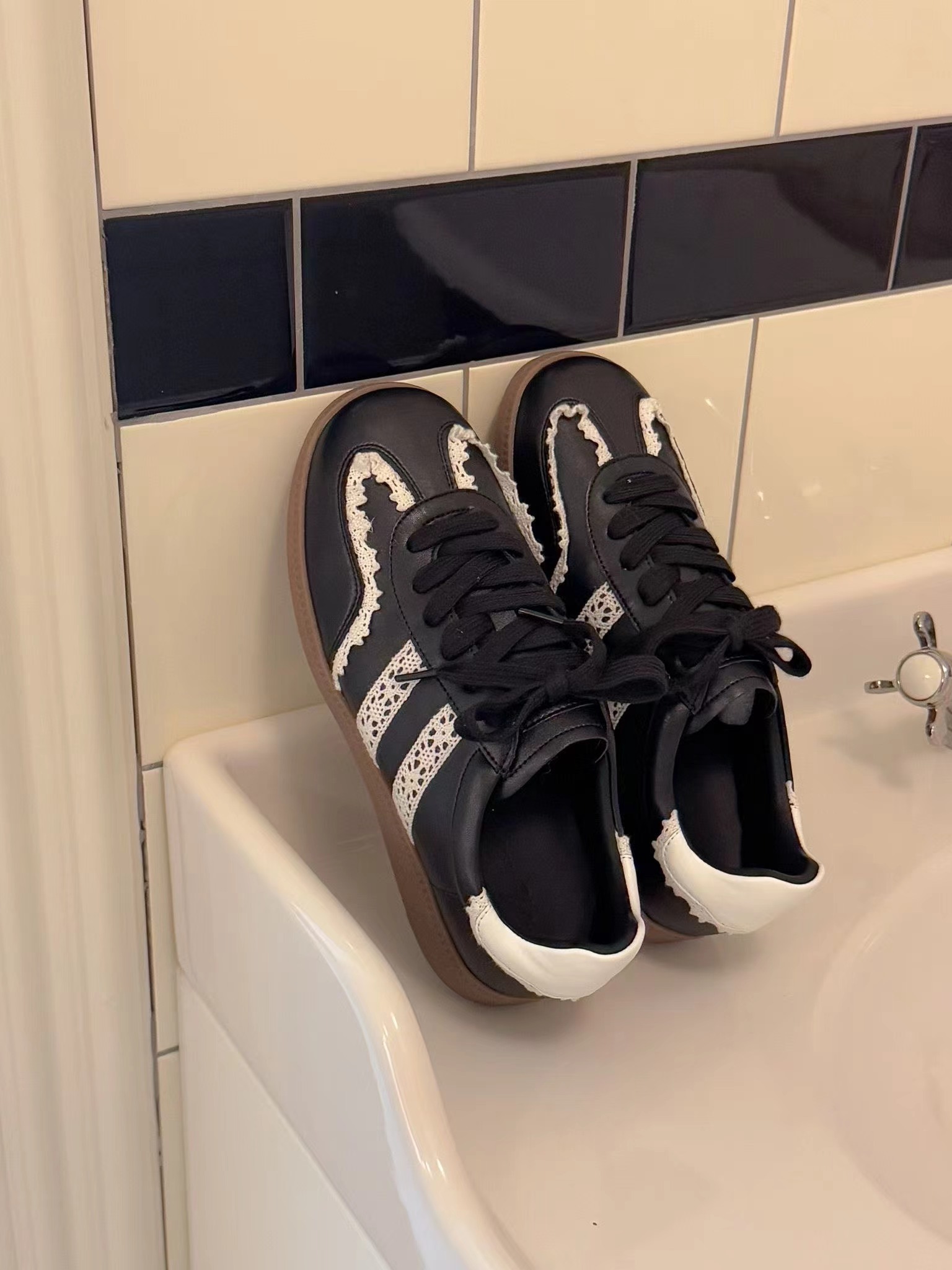 ASK 春季新款  真皮雙線綁帶運動鞋 9030