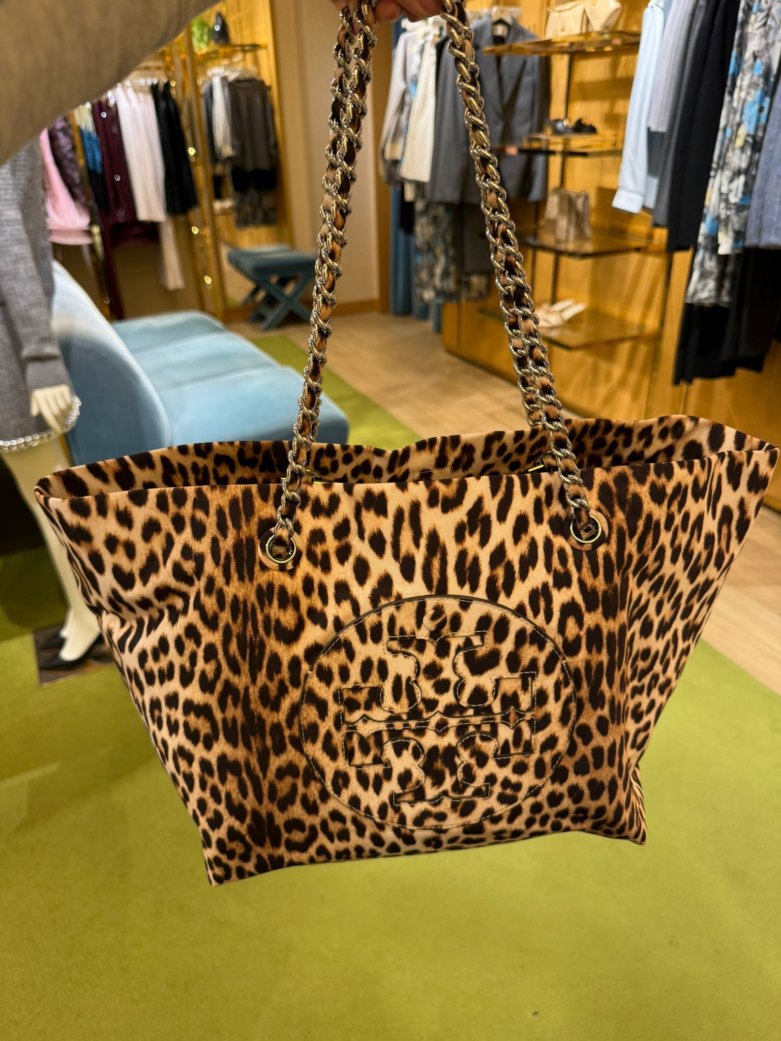 LYS02086 Tory Burch 豹紋鏈條Tote Bag