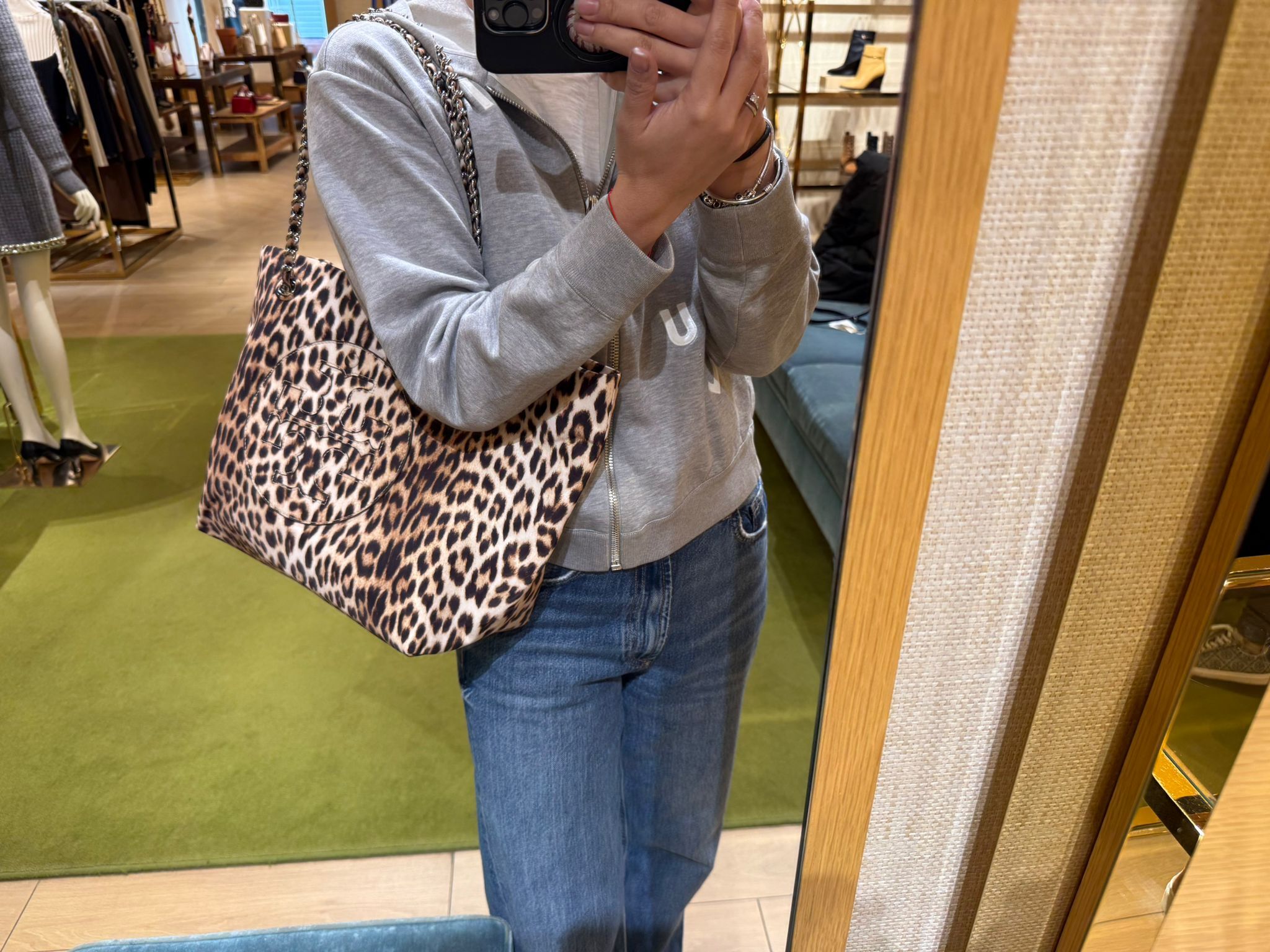LYS02086 Tory Burch 豹紋鏈條Tote Bag