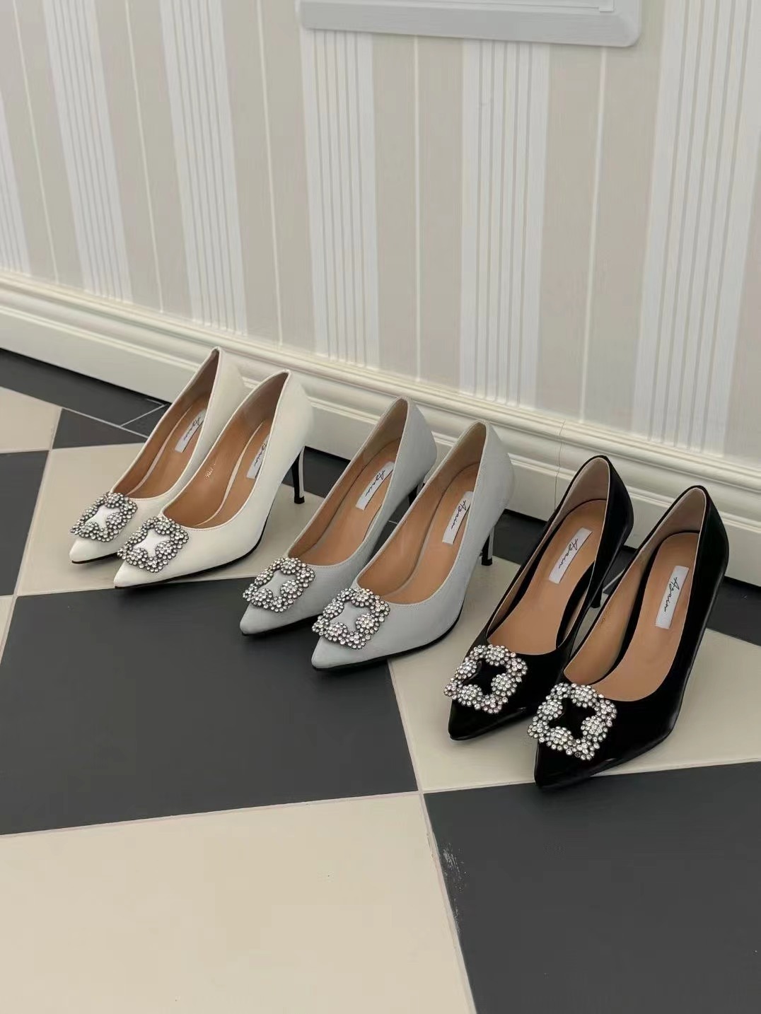 ASK 春季新款  方形寶石高跟鞋 9027