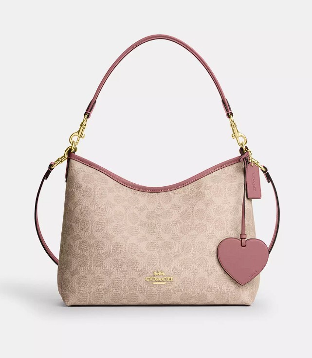 COACH Laurel Shoulder Bag In Signature Canvas With Heart Charm
