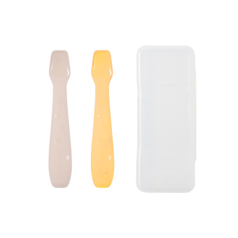 【2angels】矽膠餵食湯匙x1組(2支) - (翠玉烏龍&拿鐵 附收納盒)