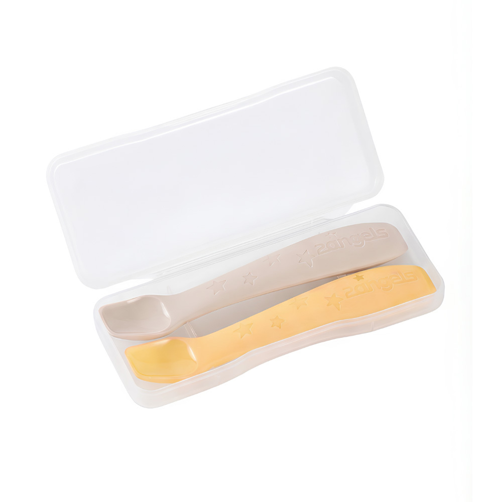 【2angels】矽膠餵食湯匙x1組(2支) - (翠玉烏龍&拿鐵 附收納盒)