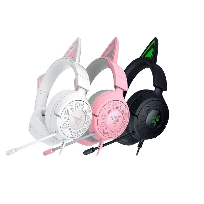 Razer 雷蛇 北海巨妖 Kitty V3X 電競有線耳機麥克風 粉晶/黑/白