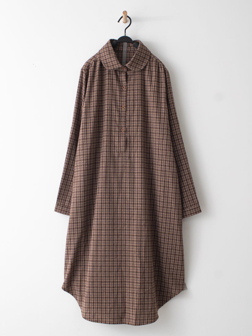 輕磨毛格紋洋裝繡花純棉柔軟寬褲