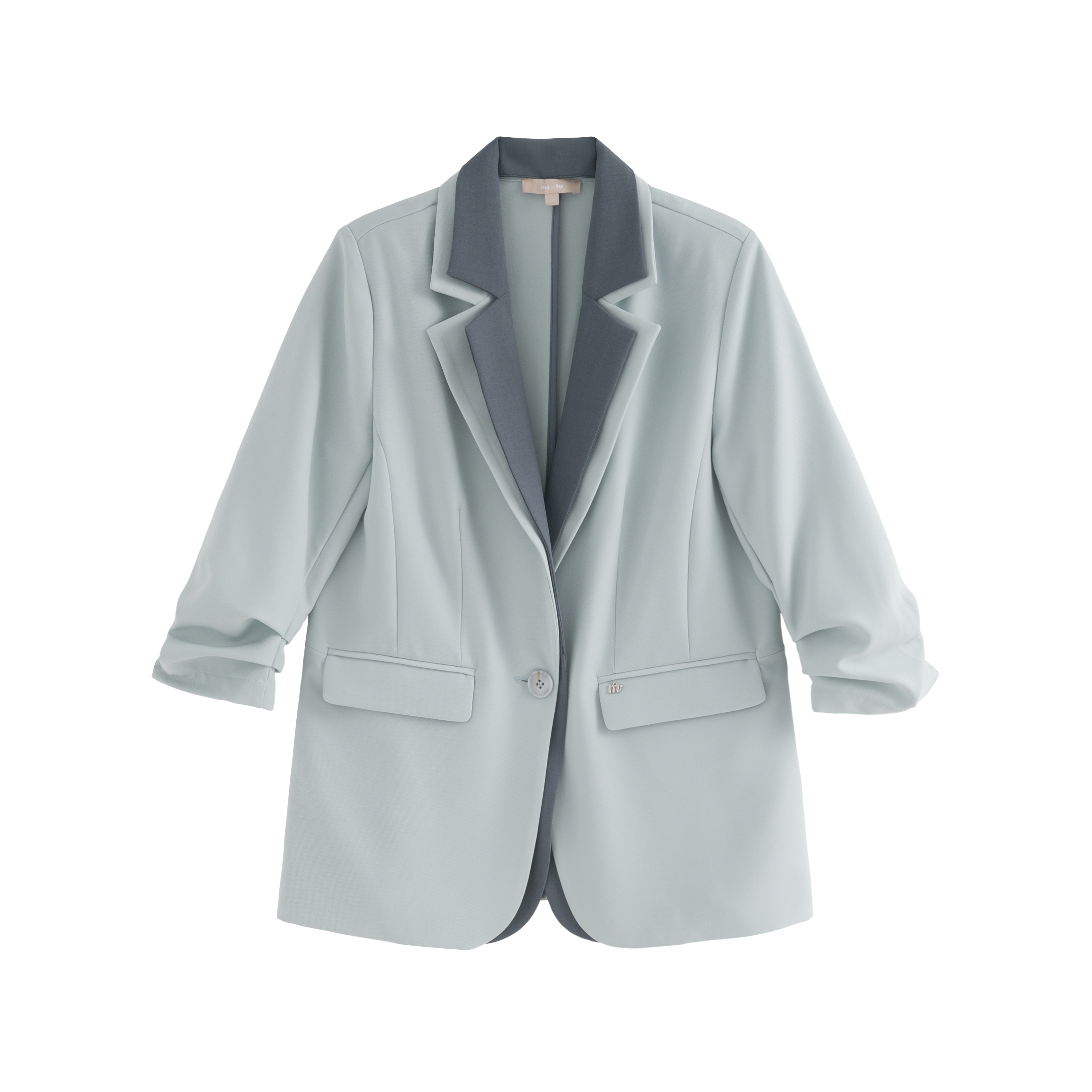mi-tu double-layer color-blocked V-neck suit jacket