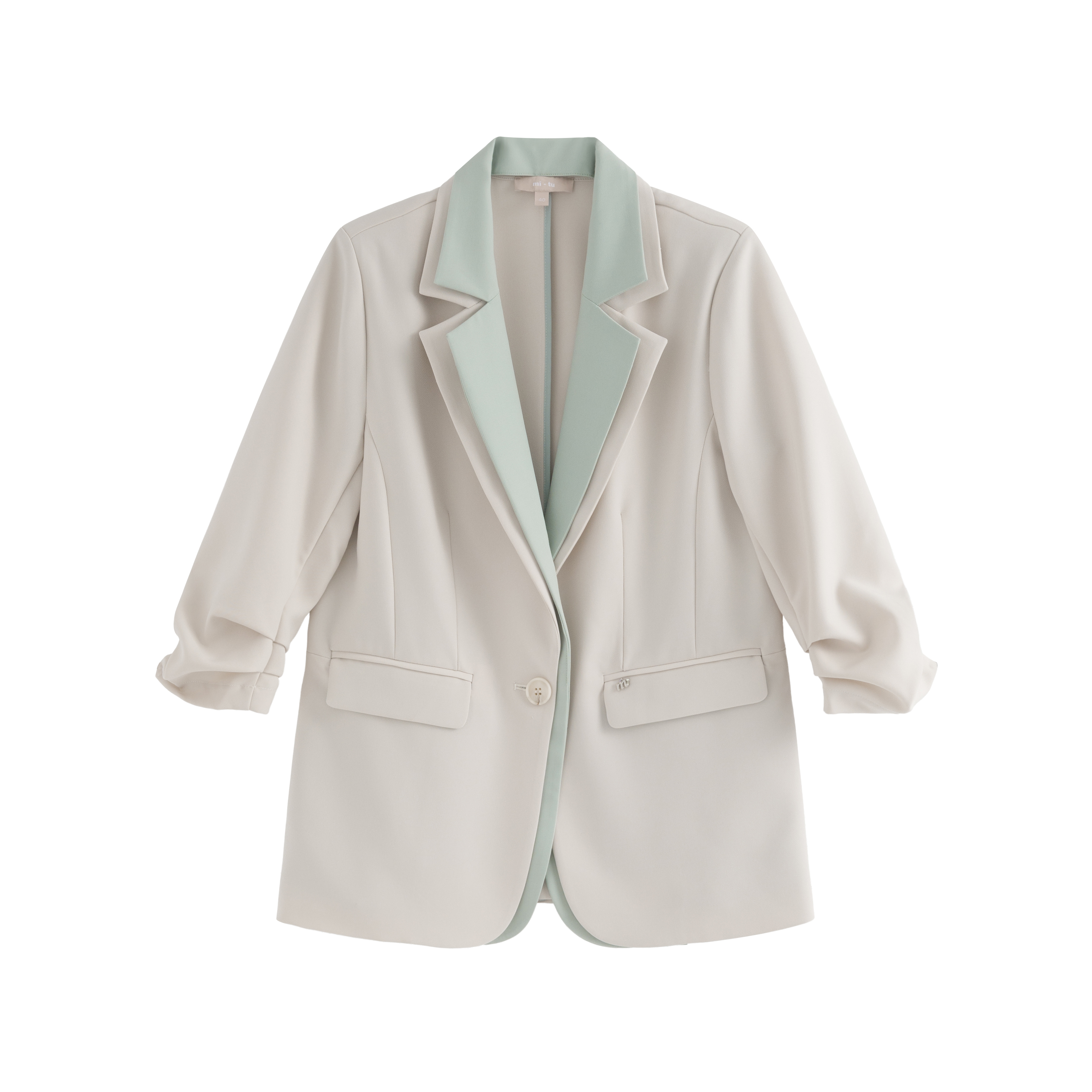 mi-tu double-layer color-blocked V-neck suit jacket
