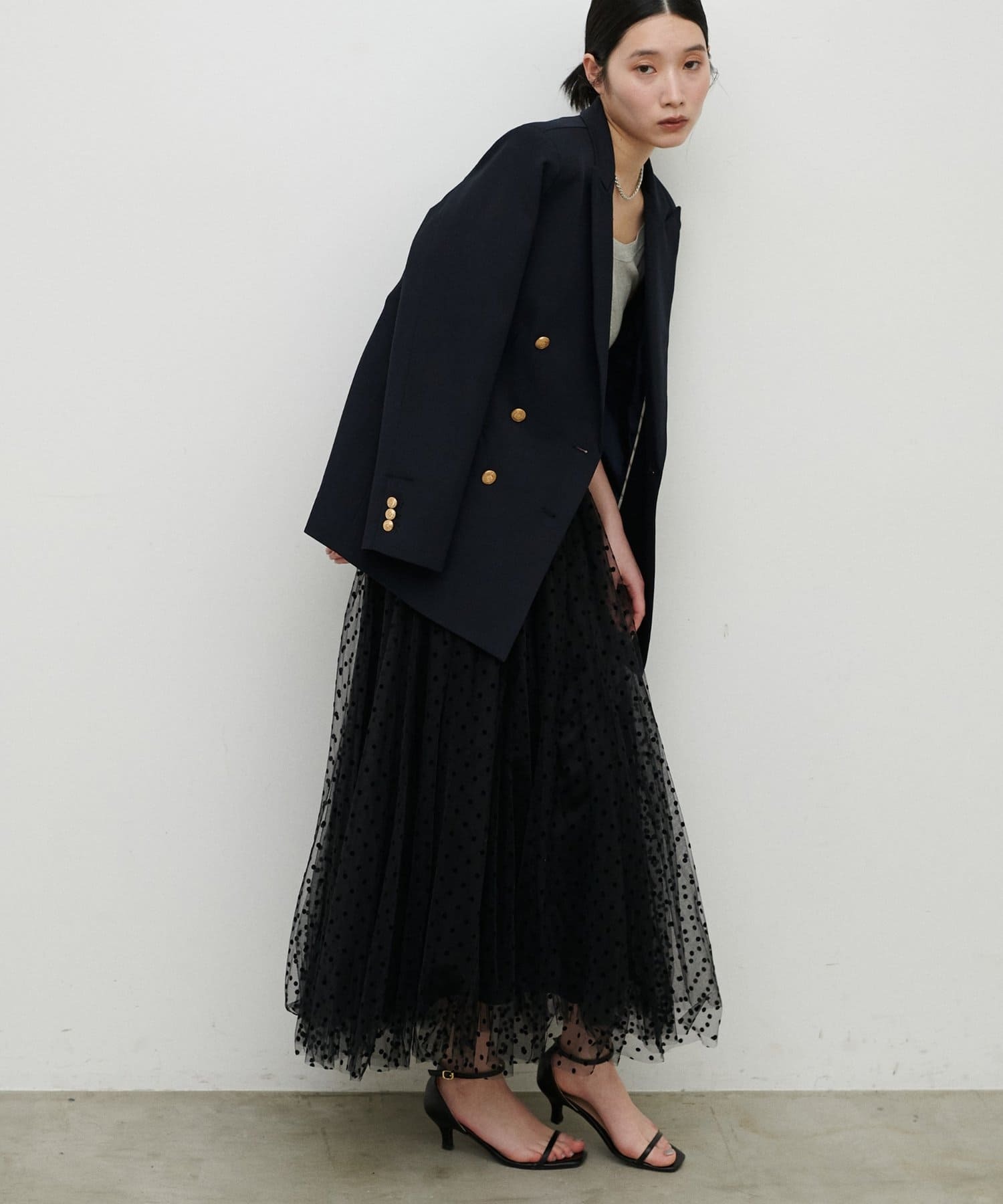 LARUTA(ラルータ)  ボリュームチュールスカート黑色點點（3061010080）