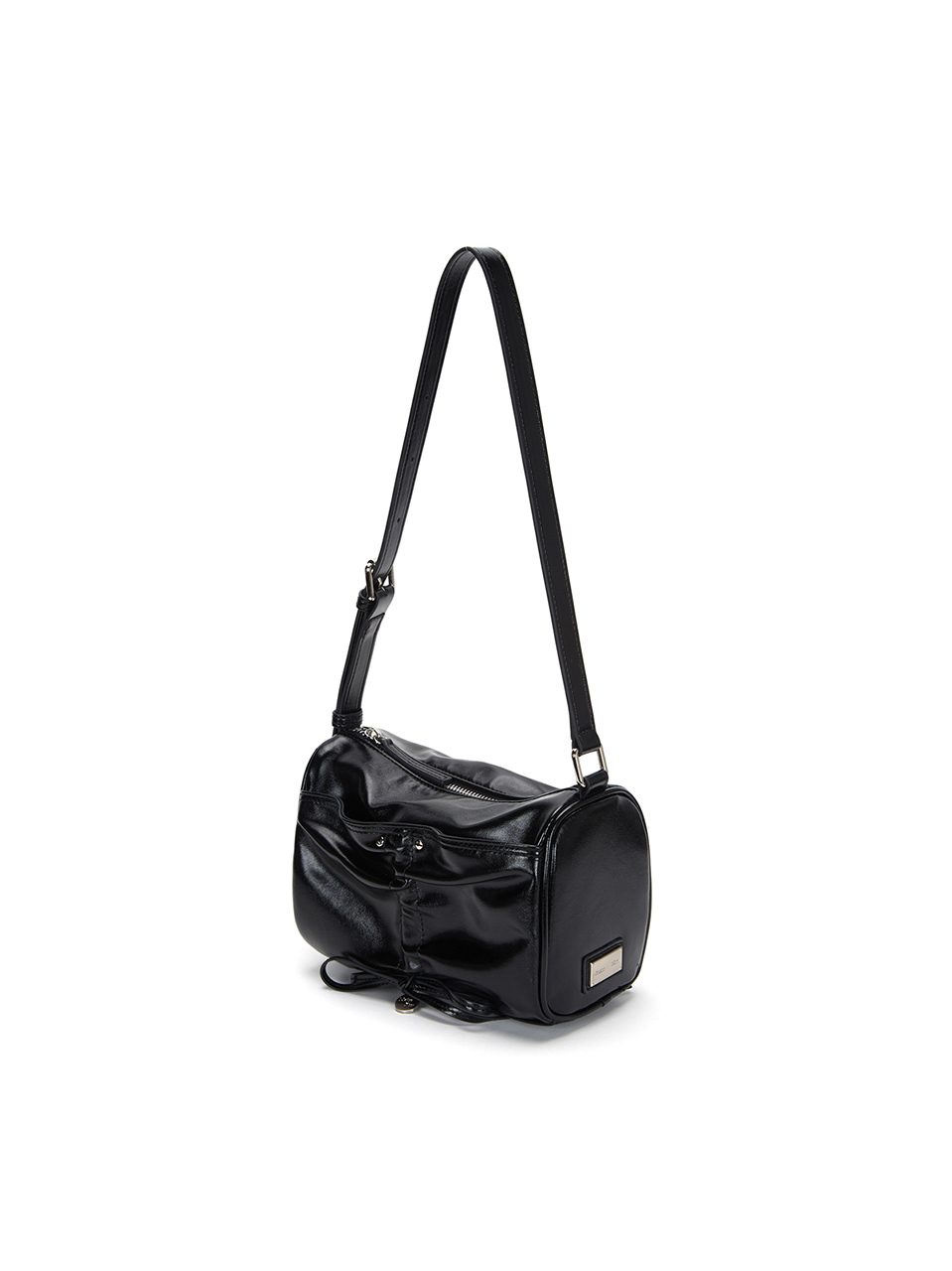 FRONT SHIRRING RIBBON MINI BAG IN BLACK