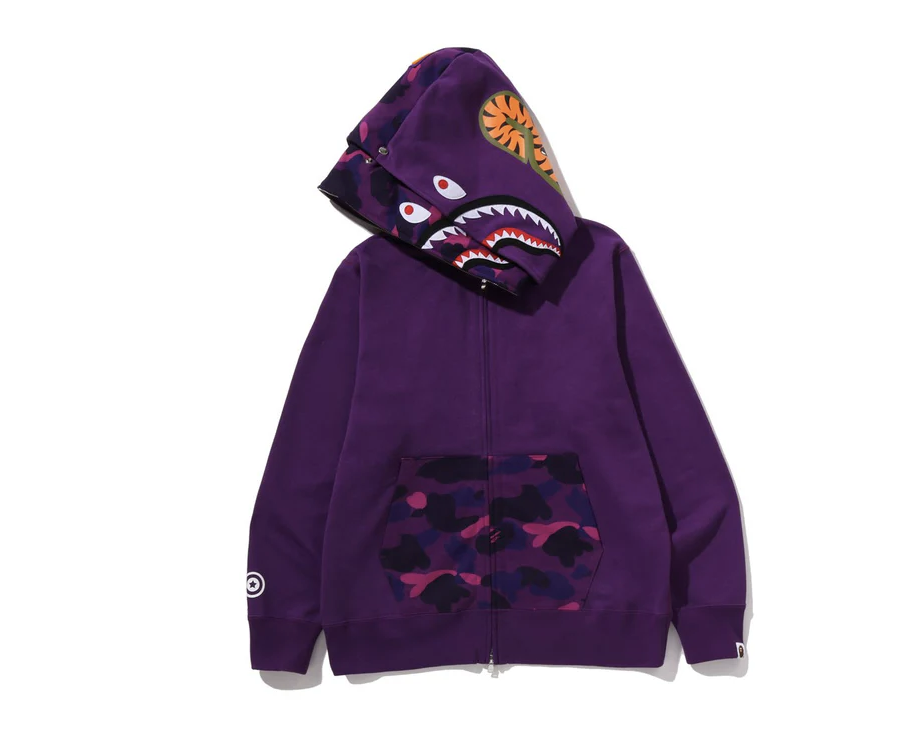 【BAPE男生】0307 發售 雙帽COLOR CAMO SHARK FULL ZIP DOUBLE HOODIE
