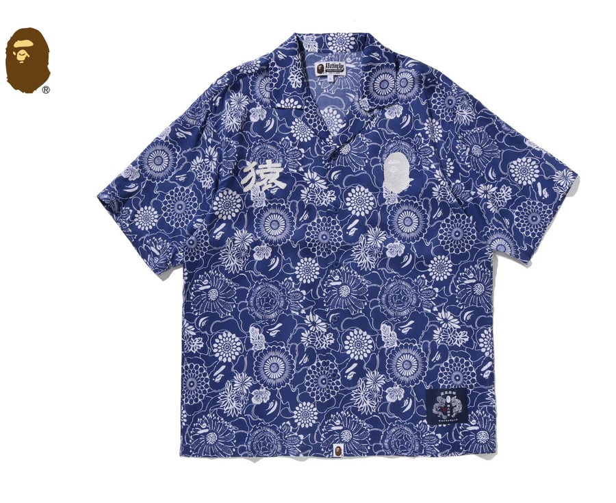 【BAPE男生】0307 發售JAPANESE INDIGO ART CAMO OPEN COLLAR SS SHIRT