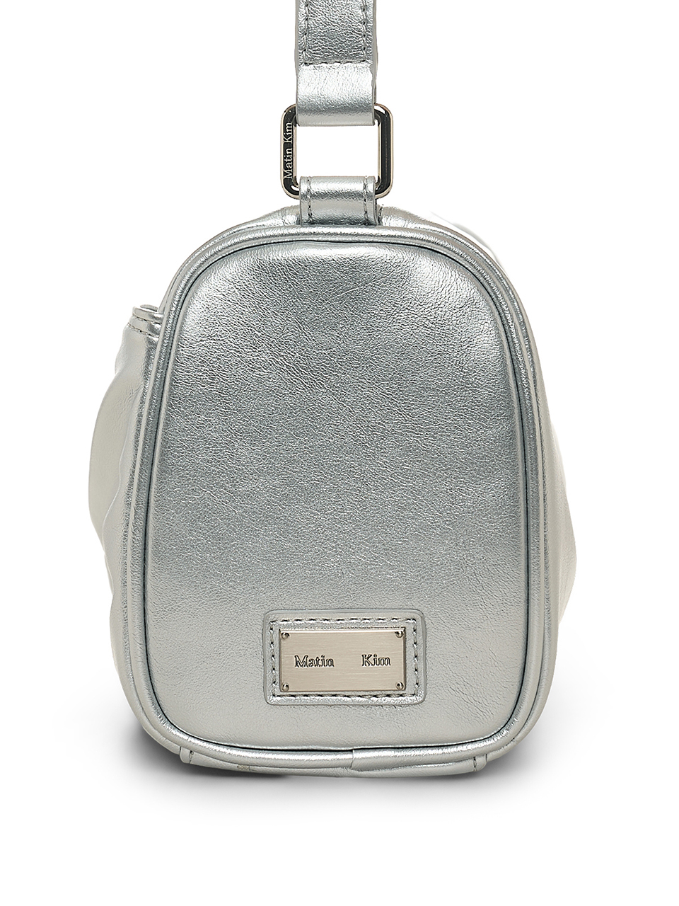 FRONT SHIRRING RIBBON MINI BAG IN SILVER