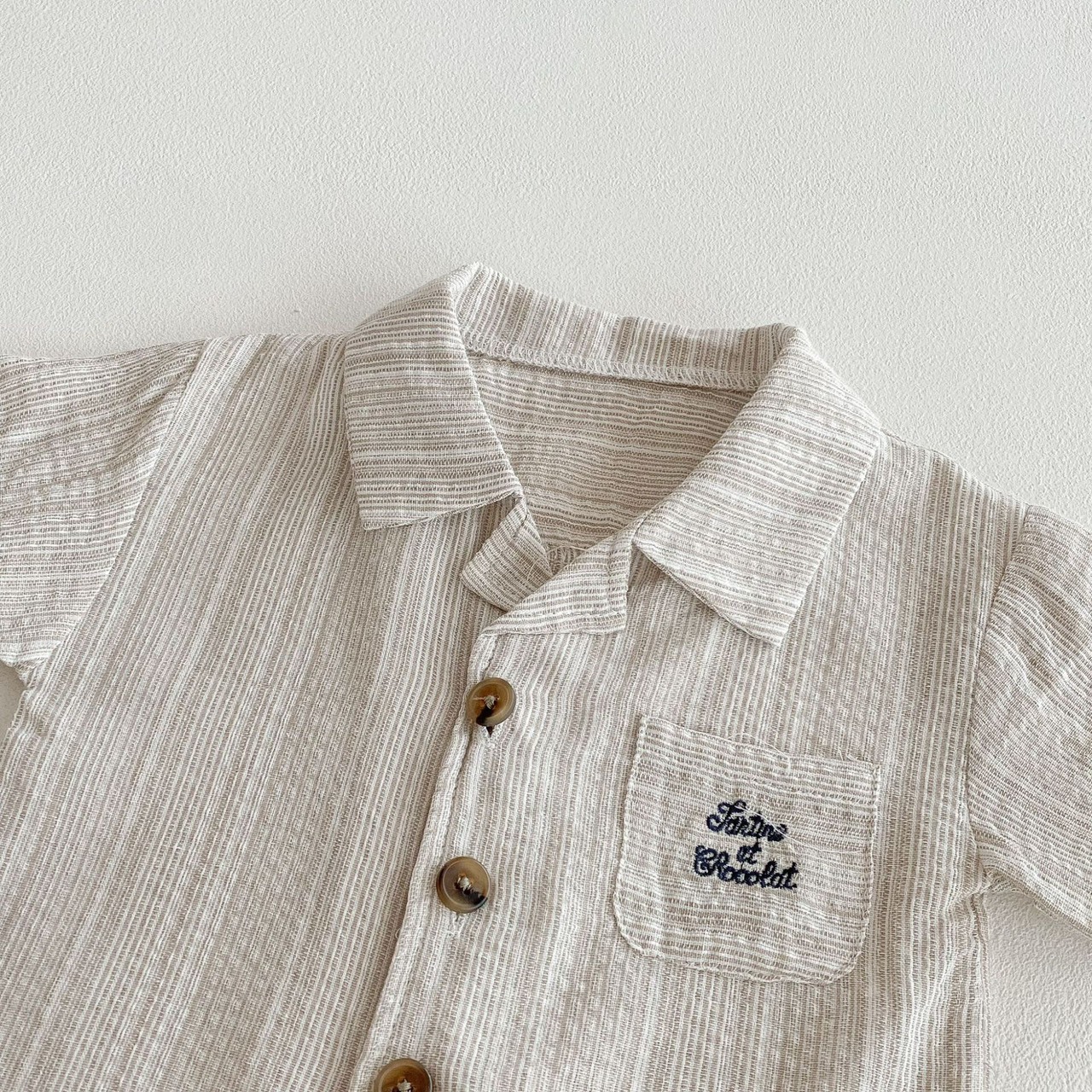 渡假風細條紋襯衫套裝