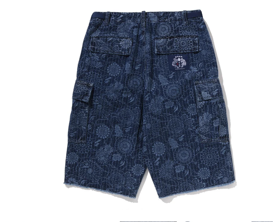 【BAPE男生】0307 發售 寬版JAPANESE INDIGO ART CAMO JUNGLE DENIM RELAXED FIT CARGO SHORTS