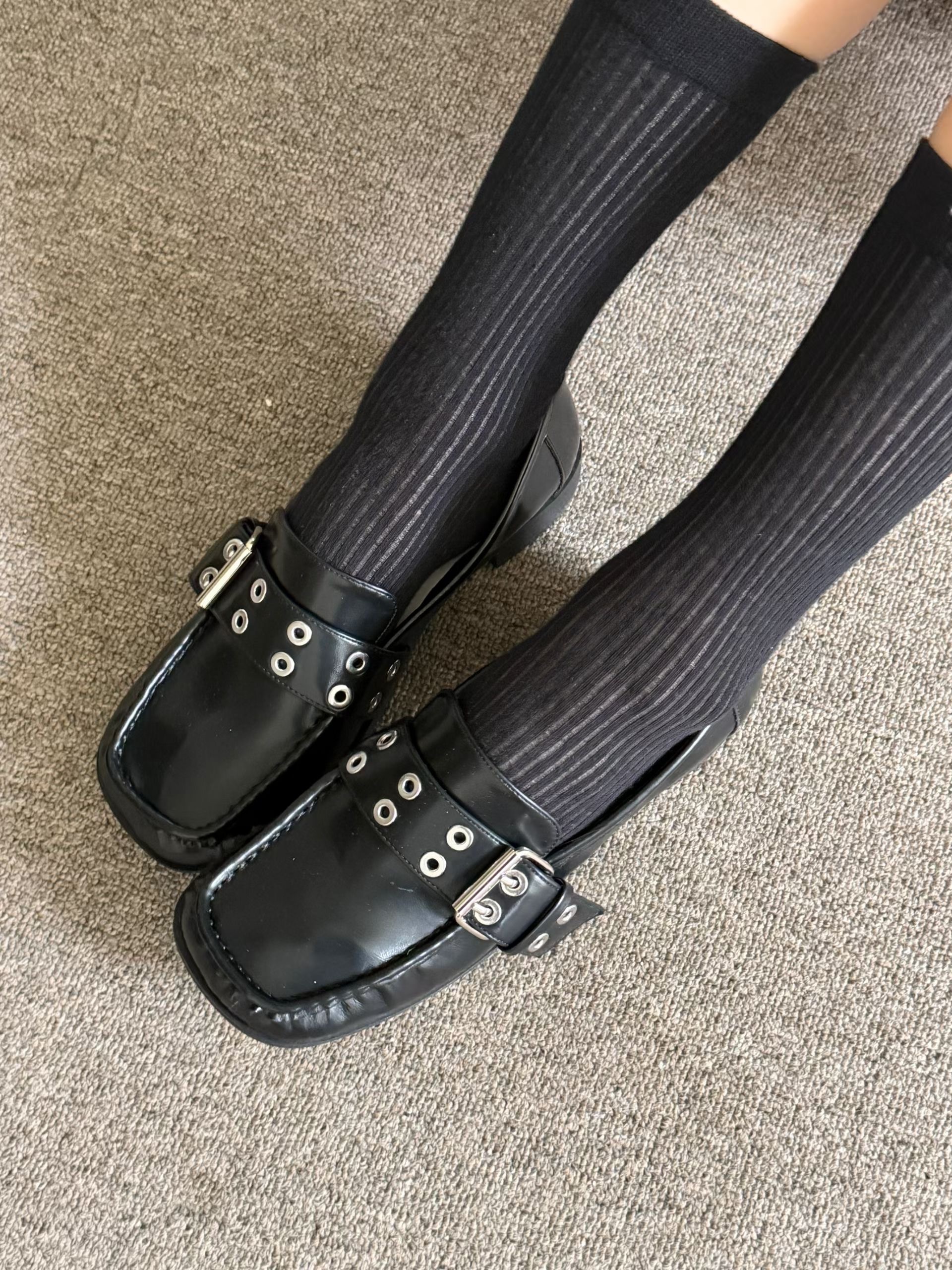 ASK 春季新款  金屬扣環孔眼樂福鞋 3157