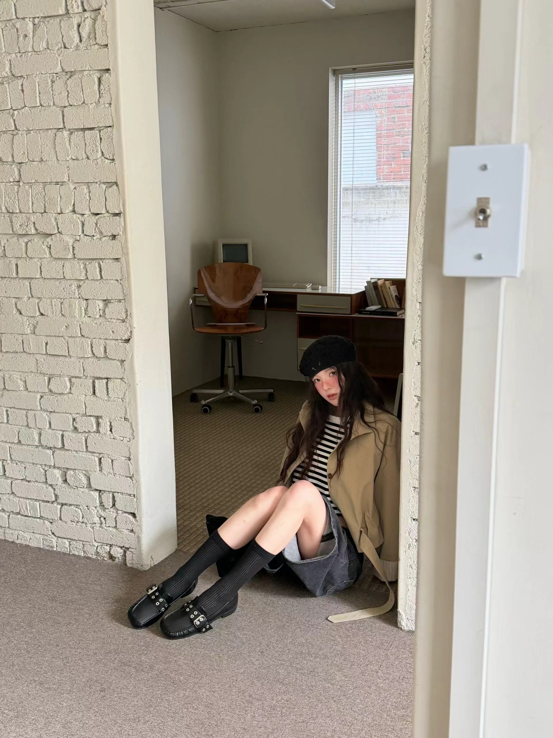 ASK 春季新款  金屬扣環孔眼樂福鞋 3157