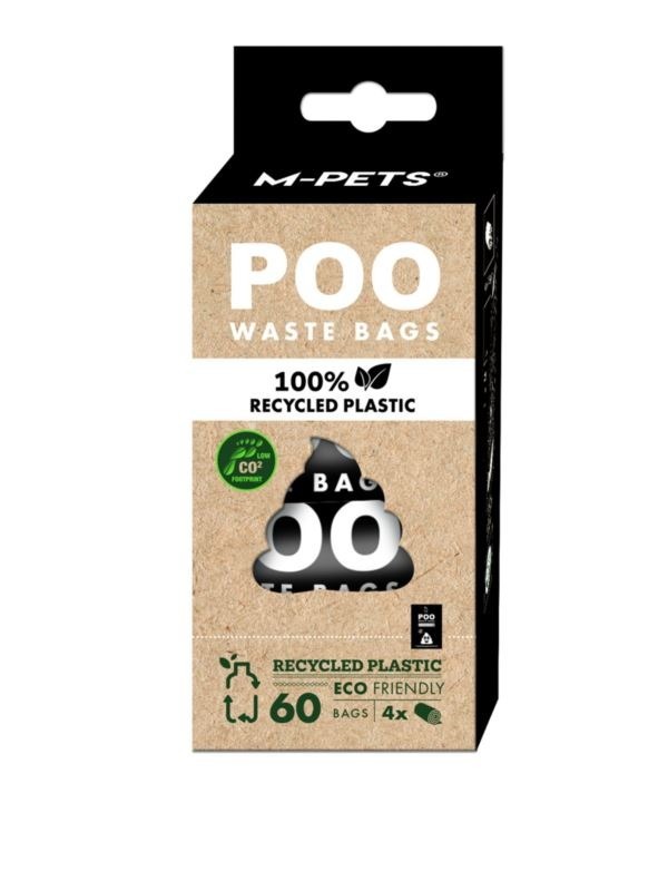 M-Pets 100%再生塑膠狗冀便袋．無香味x4卷(60個裝)