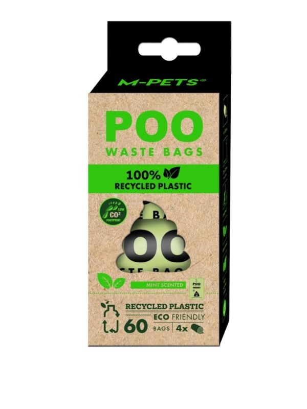 M-Pets 100%再生塑膠狗冀便袋．薄荷味x4卷(60個裝)