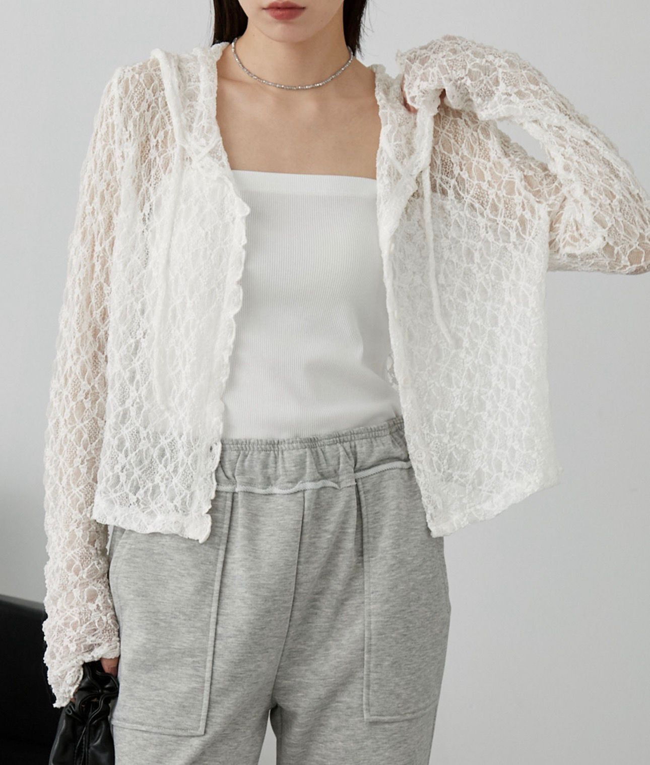 【預購】JN030605 nui nullu 蕾絲連帽罩衫
