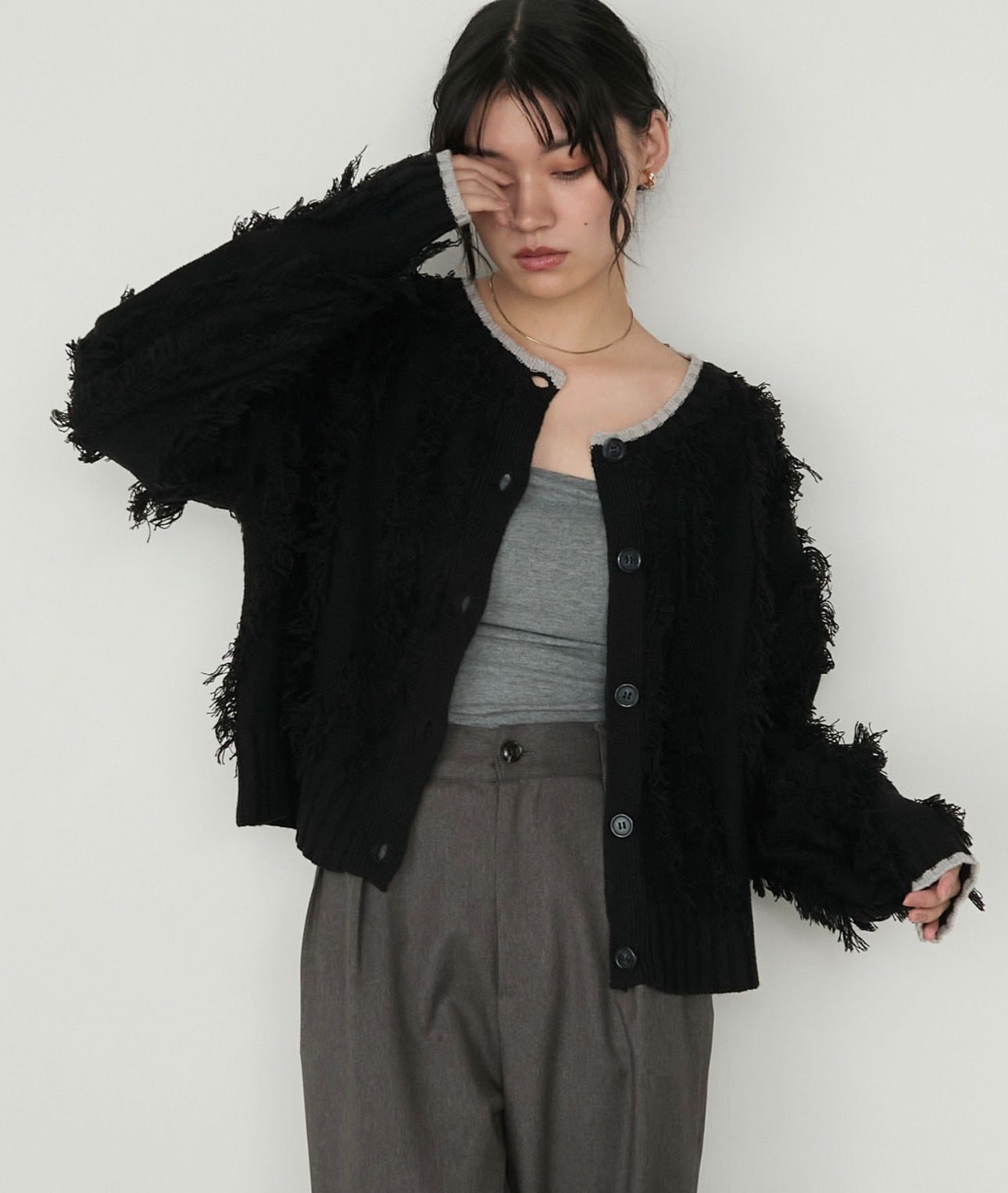 【預購】JN030606 forksy. 2way 質感流蘇針織外套