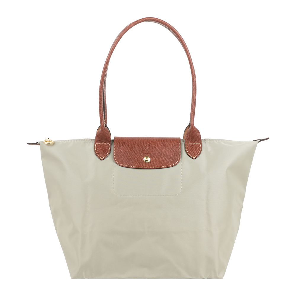 【Longchamp】L號長把LE PLIAGE摺疊水餃包(小石子灰)