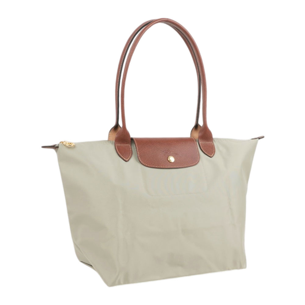 【Longchamp】L號長把LE PLIAGE摺疊水餃包(小石子灰)