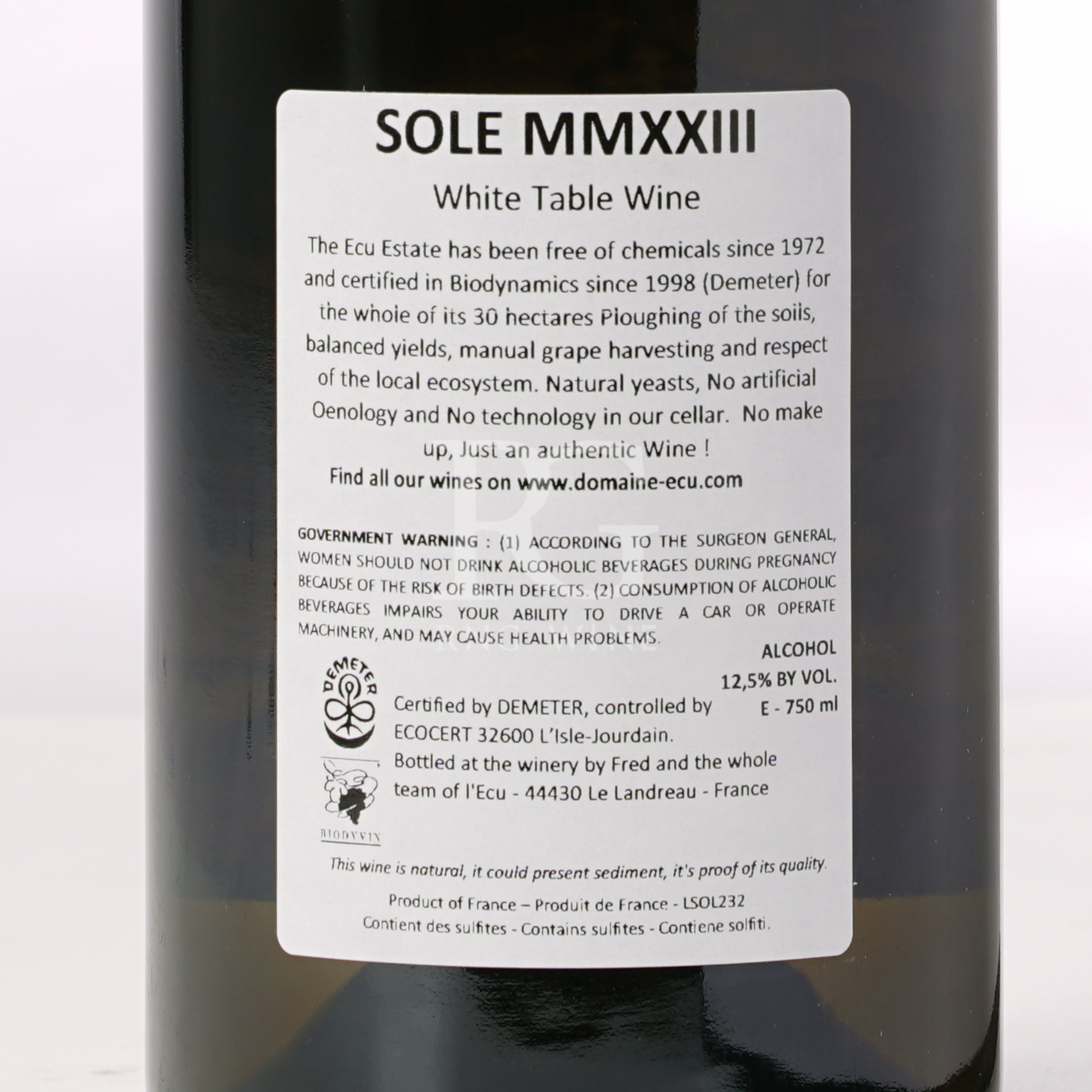 Domaine De L'Ecu Sole Chenin Blanc 2023