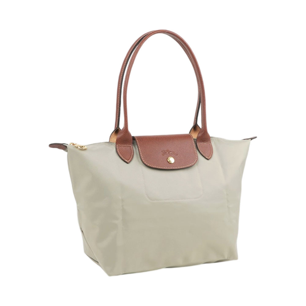 【Longchamp】M號長把LE PLIAGE摺疊水餃包(小石子灰)