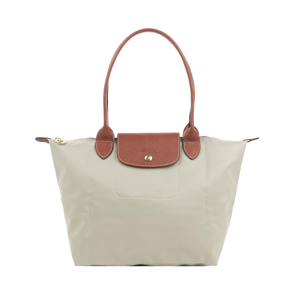 【Longchamp】M號長把LE PLIAGE摺疊水餃包(小石子灰)