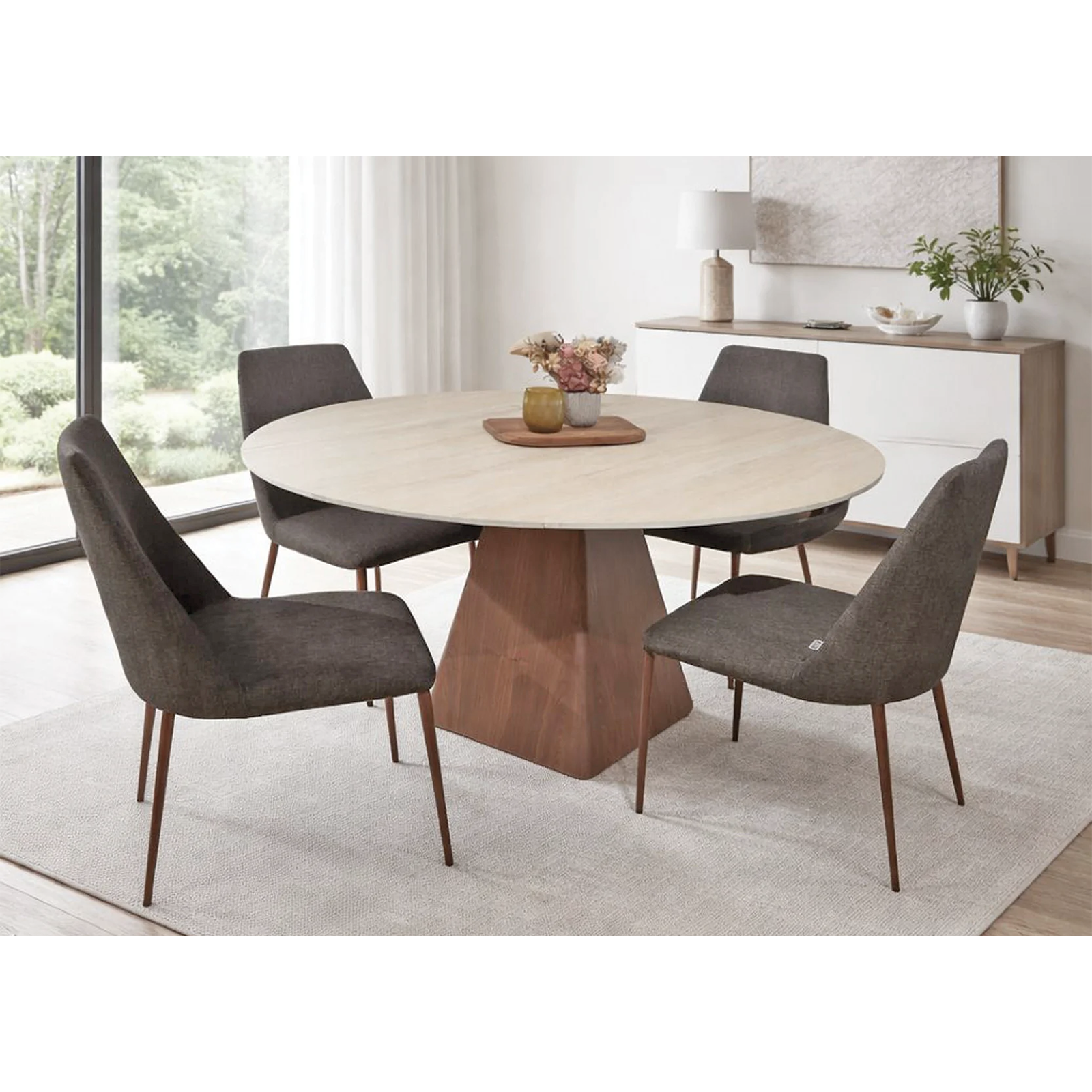 TRAVIS 陶板圓形延展餐桌〔DS2063〕