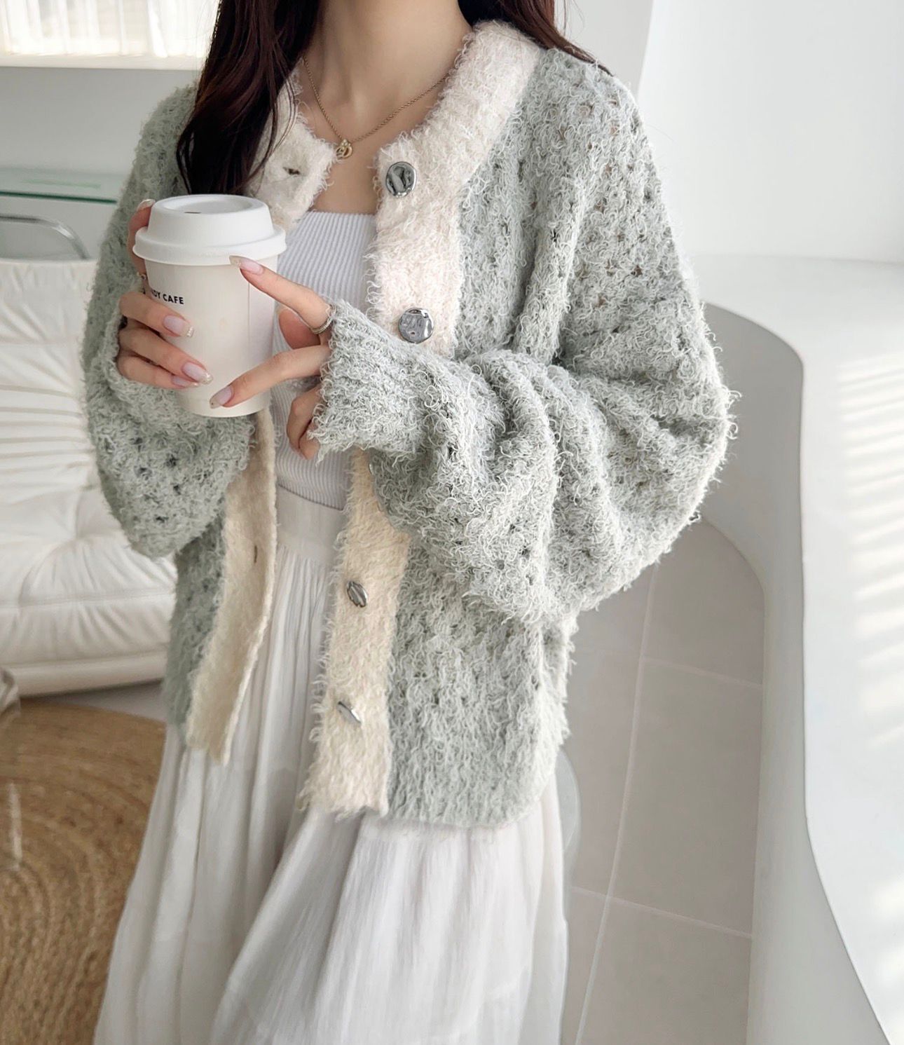 【預購】JN030610 mily bilet 甜美雙色針織外套