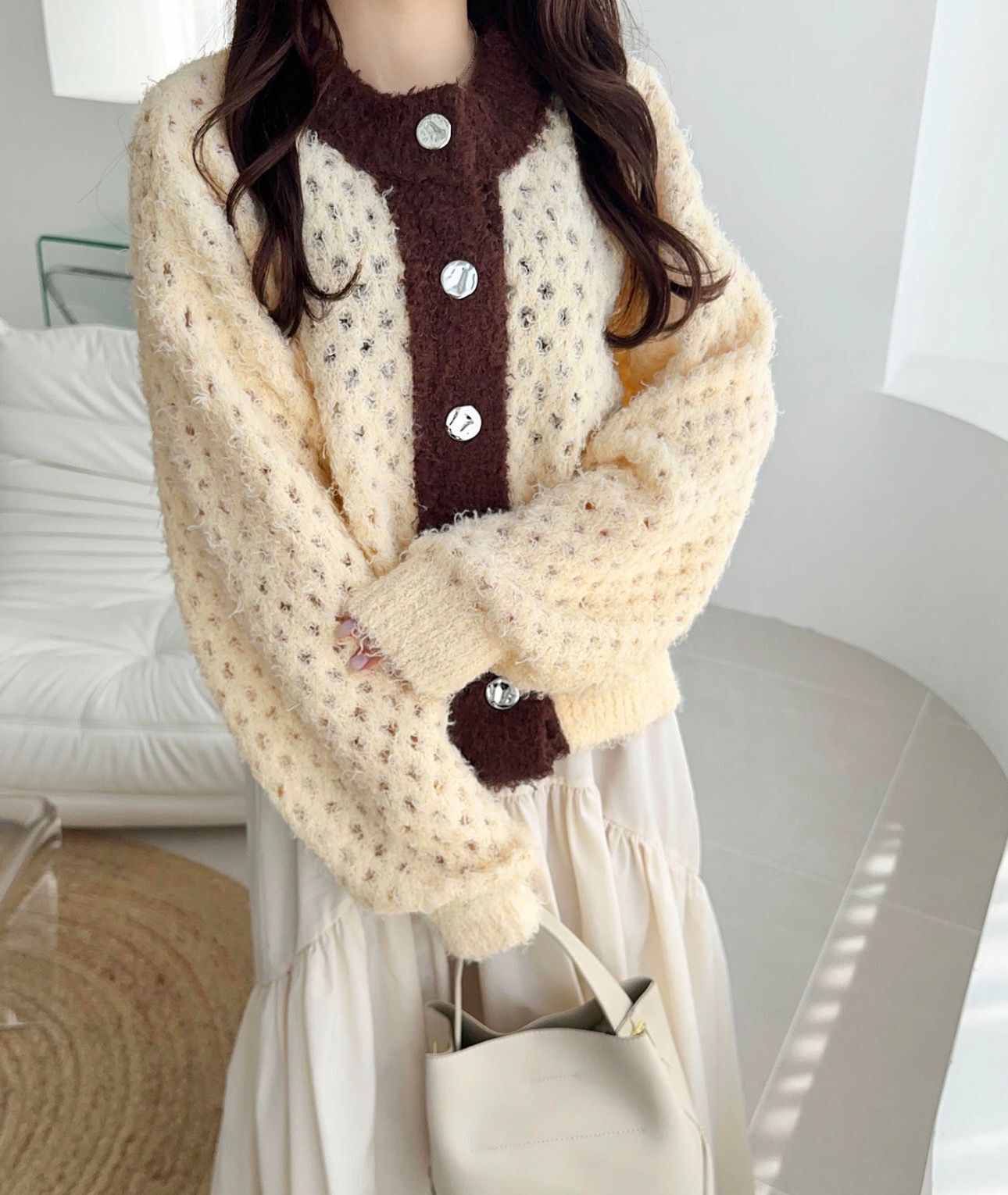 【預購】JN030610 mily bilet 甜美雙色針織外套