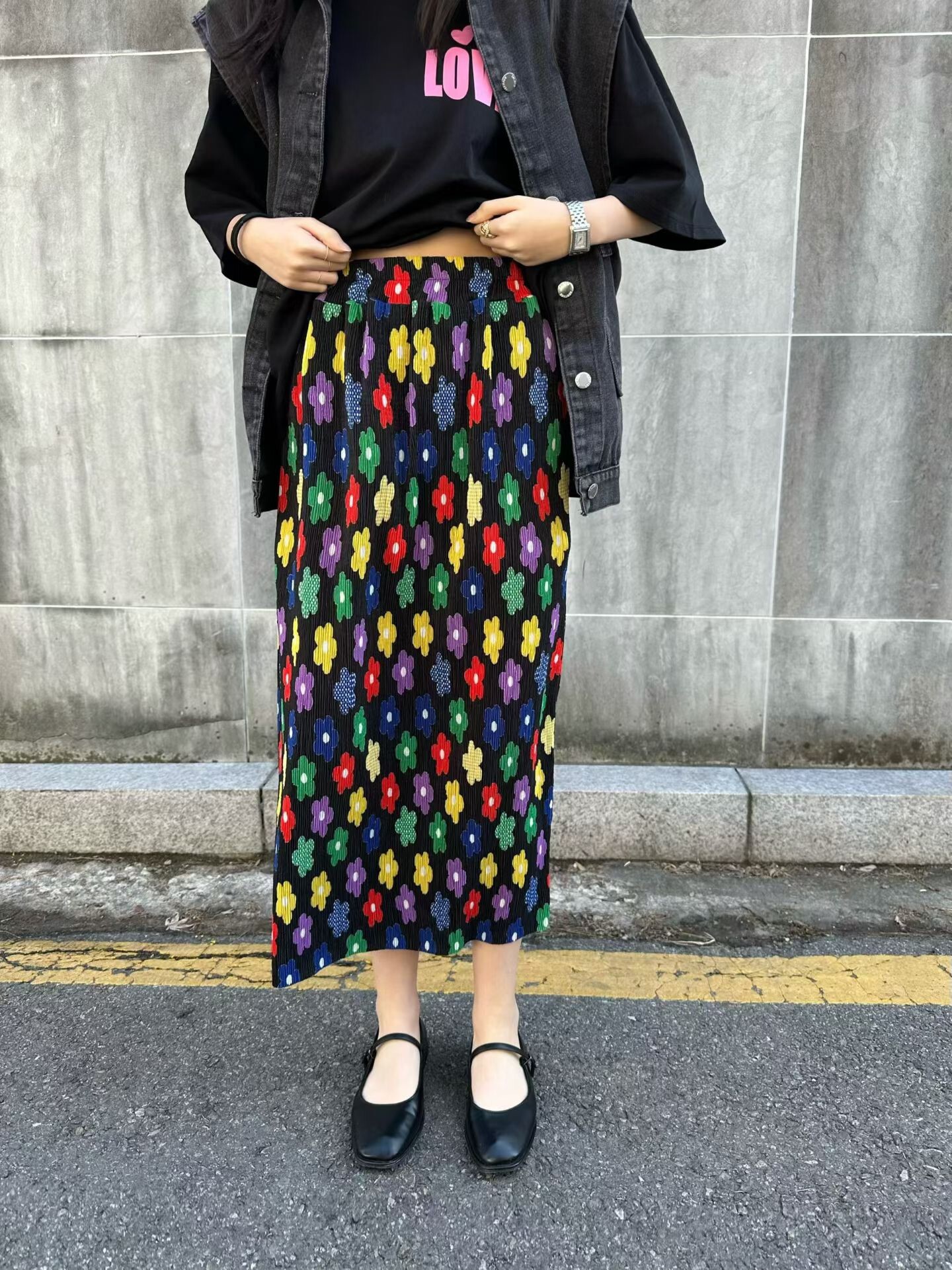 彩花坑條涼感裙