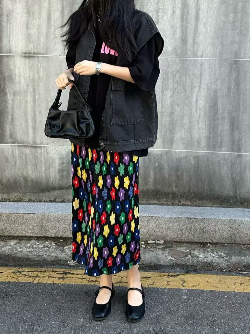 彩花坑條涼感裙