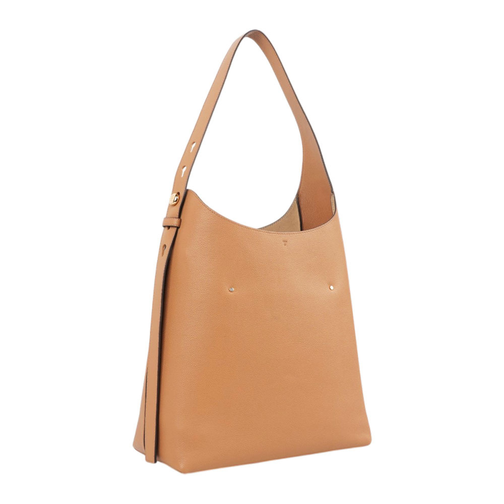 【Tory Burch】Romy Hobo 金釦卵石紋肩背包(提拉米蘇)