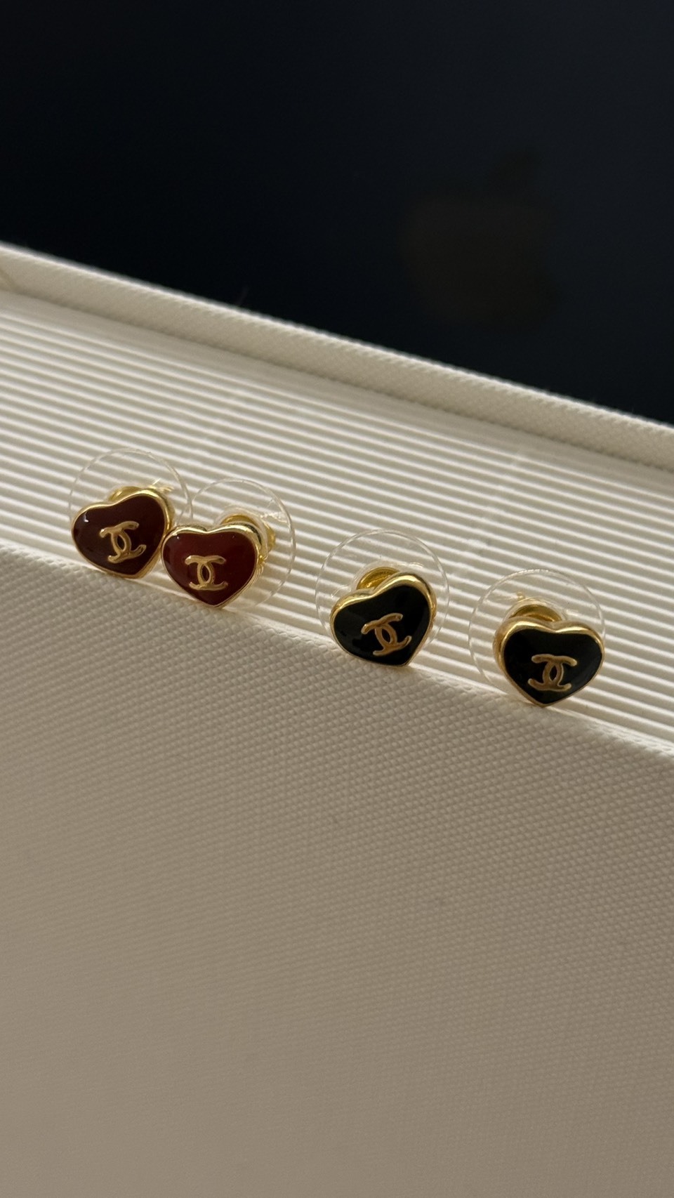 金邊雙C愛心耳針