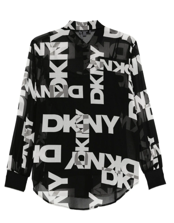 [S] DKNY BLACK/IVORY LOGO PRINT SHIRT, P4RA6FXZ-BLI (SD1843)